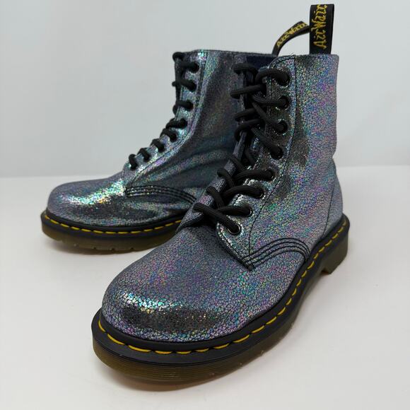 Dr Martens Boots Women's 7 Gray Metallic Iridescent Pascal AW004 SK06S - Picture 4 of 14